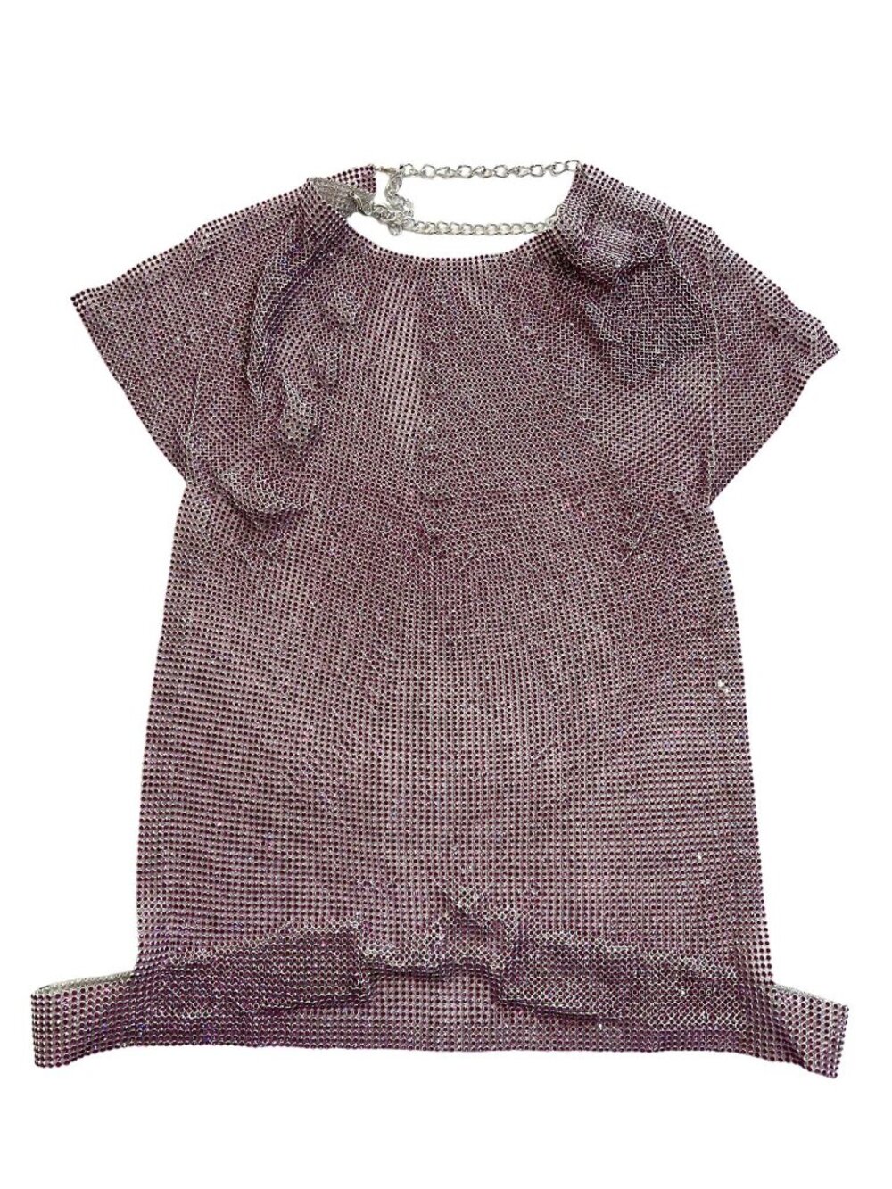 SANTA BRANDS Sparkle Mexico Open Back Top in Silver/Magenta